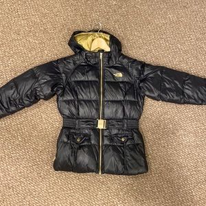 Black And Gold Girls North Face Puffer 